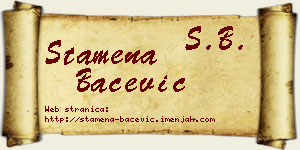 Stamena Bačević vizit kartica